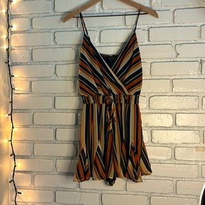 Trixxi colorful striped spaghetti strap womens romper